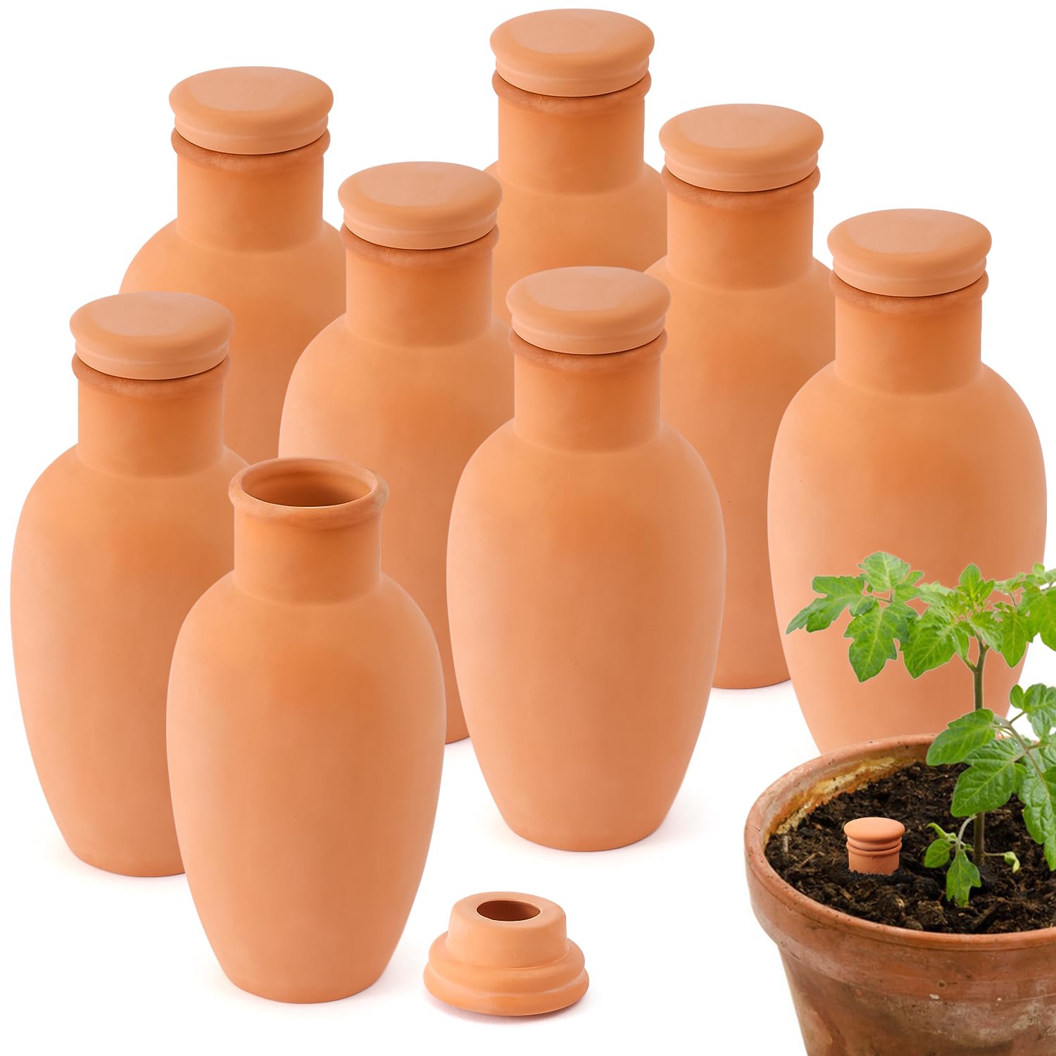 Ollas Lot de 8 Globes d'arrosage en Terre Cuite pour Plantes 7,9 x 15,2 cm