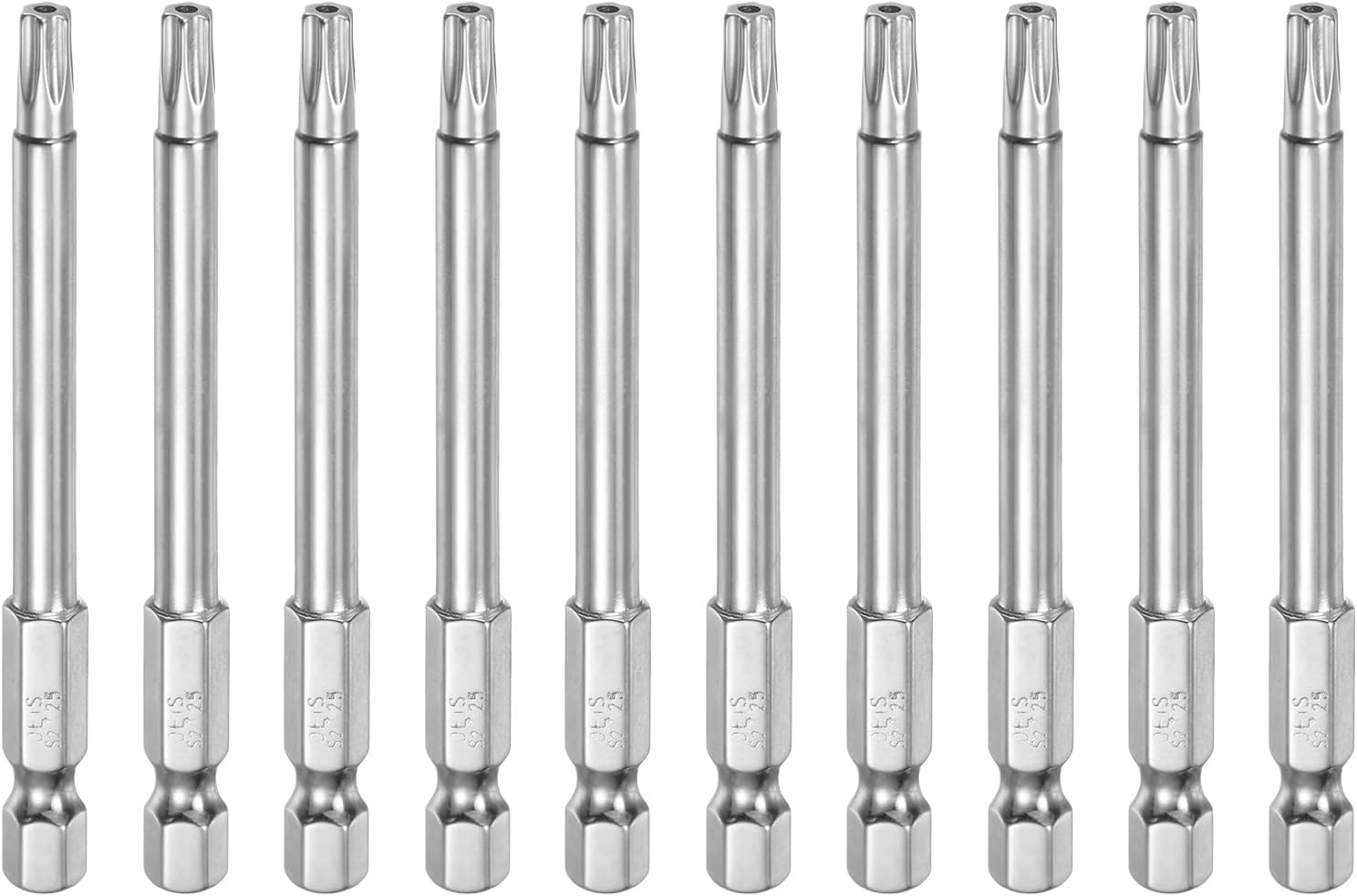 10pcs T25 Security Torx Bit 1/4" Hex Shank 3" Long S2 Steel Magnetic Tamper Resistant Star Bits Screwdriver Torx Head with Hole for Driver Drill Bits Remove Fastening Screws
