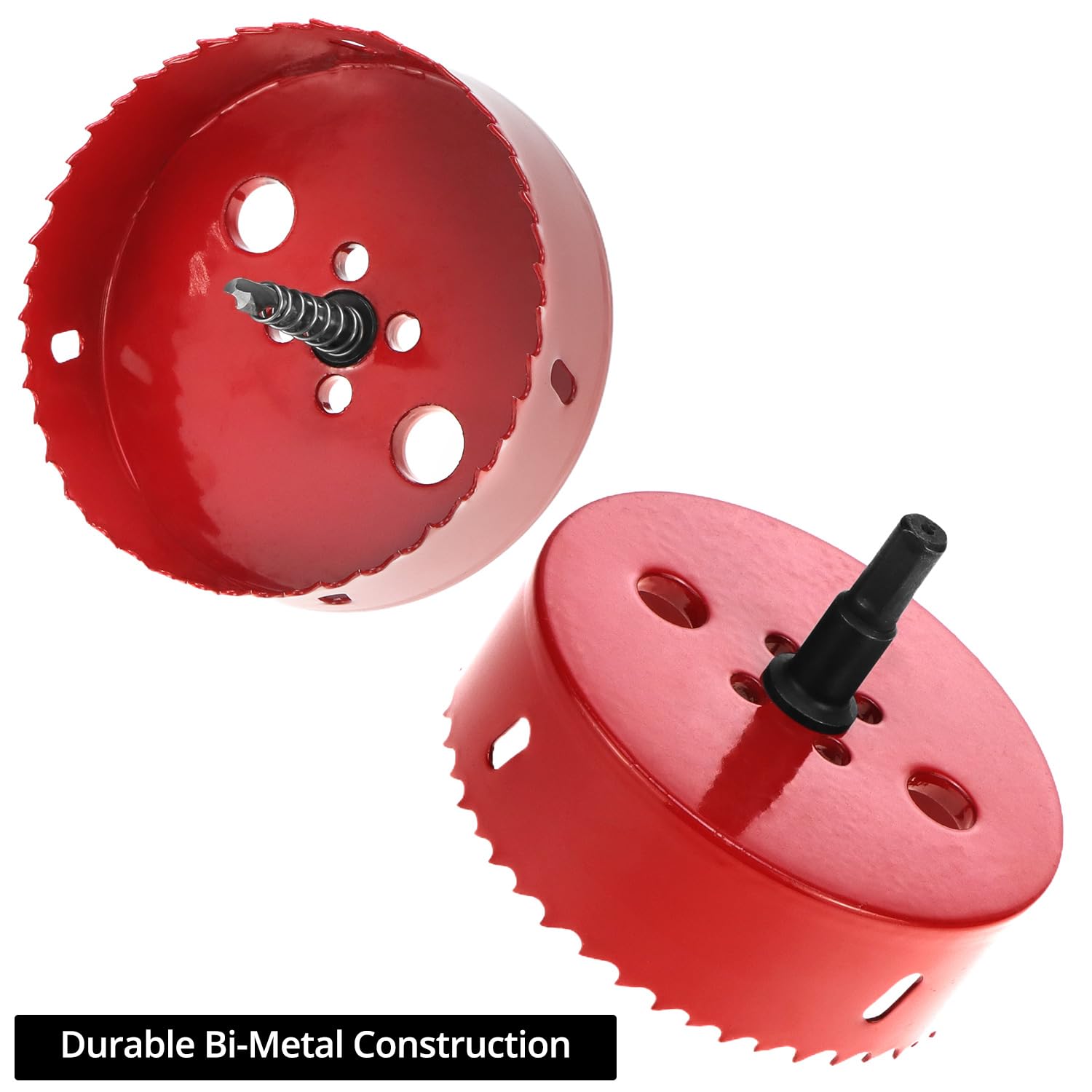 QWORK® Sega a tazza 110mm, M42 Sega a tazza bimetallica, con adattatore esagonale e punta di centraggio, per alluminio, ferro e legno, rosso