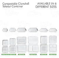 Vista 9 de Recipientes de comida para llevar con cubierta cuadrada compostable con bisagras de 6x6,Contenedores desechables para llevar, contenedores