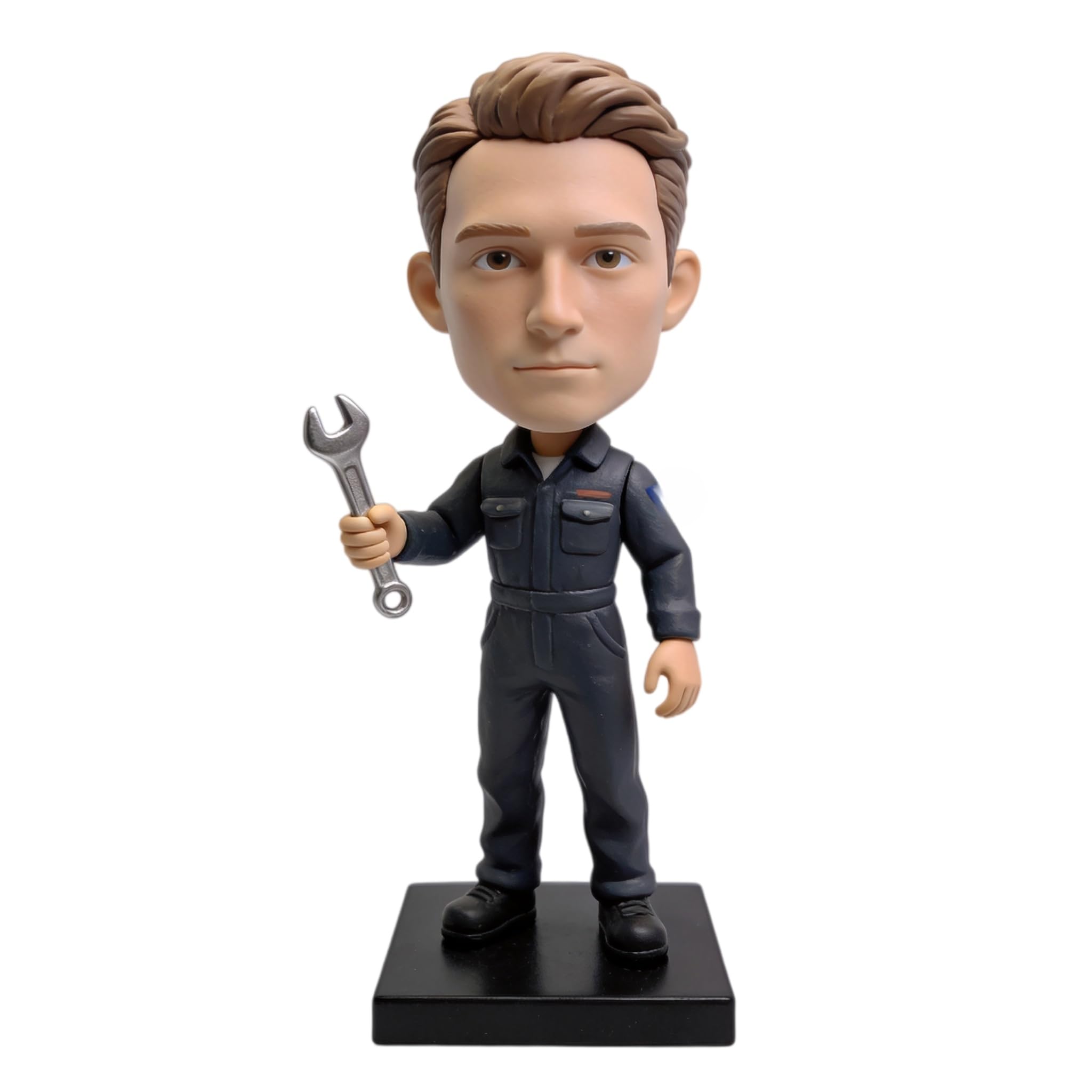 Figura 3D personalizada de mecánico de la foto, figura mecánica hecha a mano de arcilla polimérica de cuerpo completo con llave, regalo único personalizado para cumpleaños mecánico, jubilación o