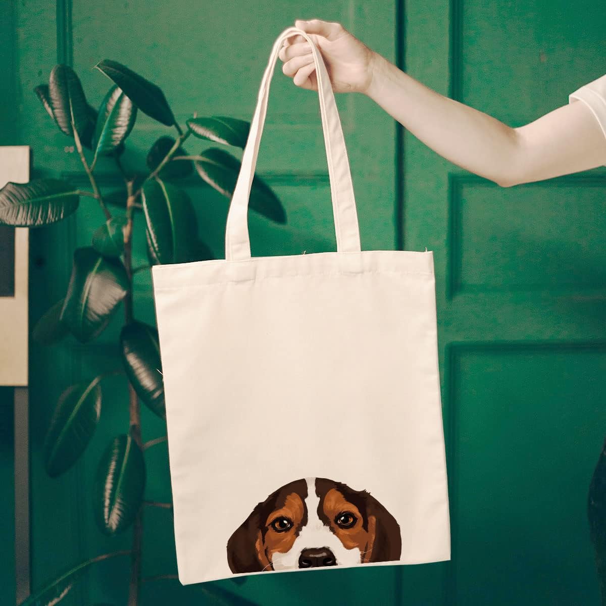 WIRESTER Canvas Tote Bag for Women & Girls - Beach, Grocery & Travel Tote - Cute Dog - Image 2