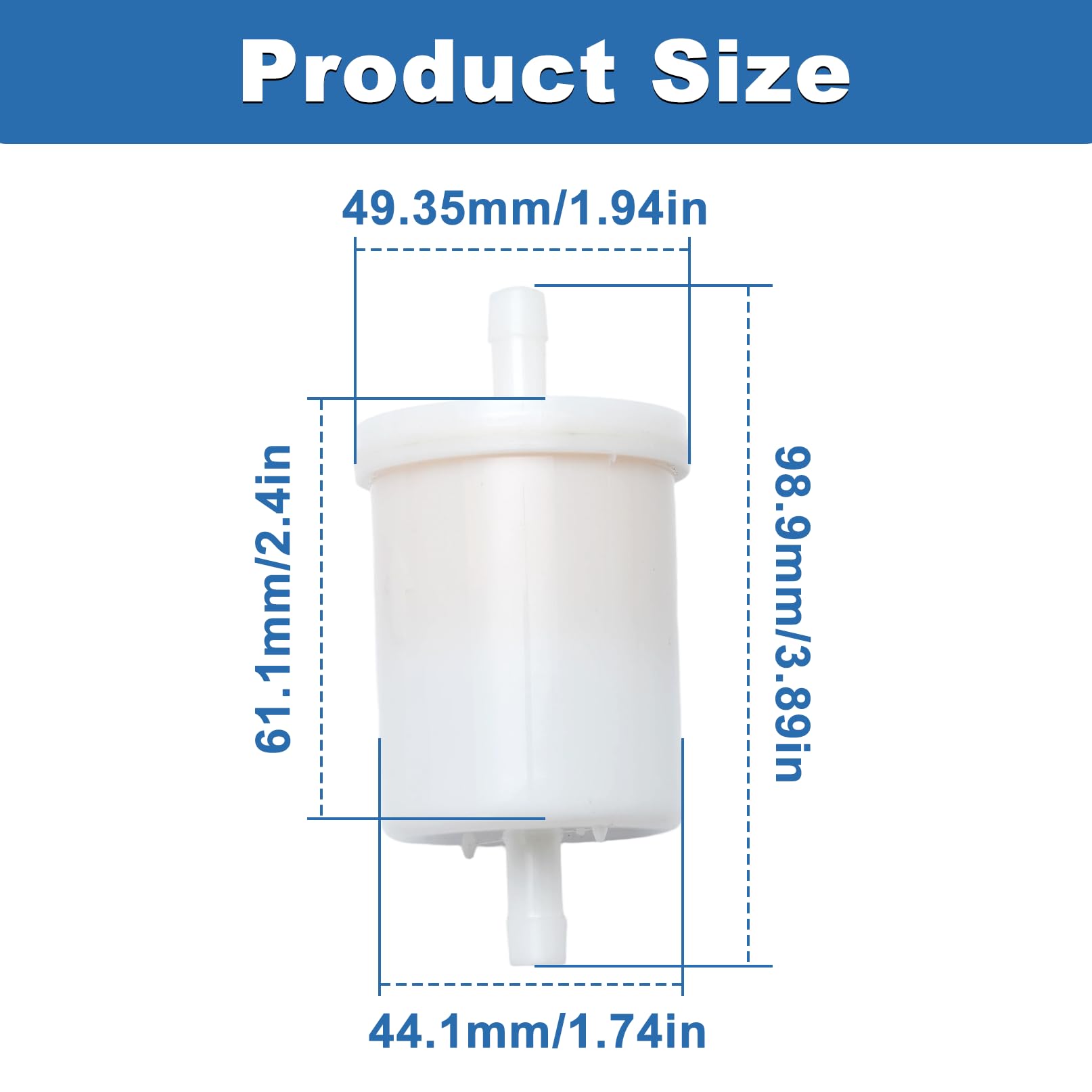 4PCS Filtre à Carburant pour Kubota V2203, V2403, BX22, BX23, BX25, BX1500, BX1800, BX1830, BX2200, BX2230, BX2360 Filtre à Essence Pieces Detachees 12581-43010 13351-43010