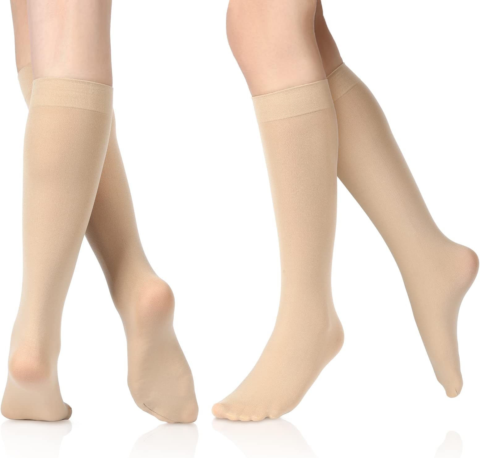 SATINIOR 6 Pairs Ice Skating Socks Solid Color Skating Socks Light Opaque Knee Skating Socks for Women Girl