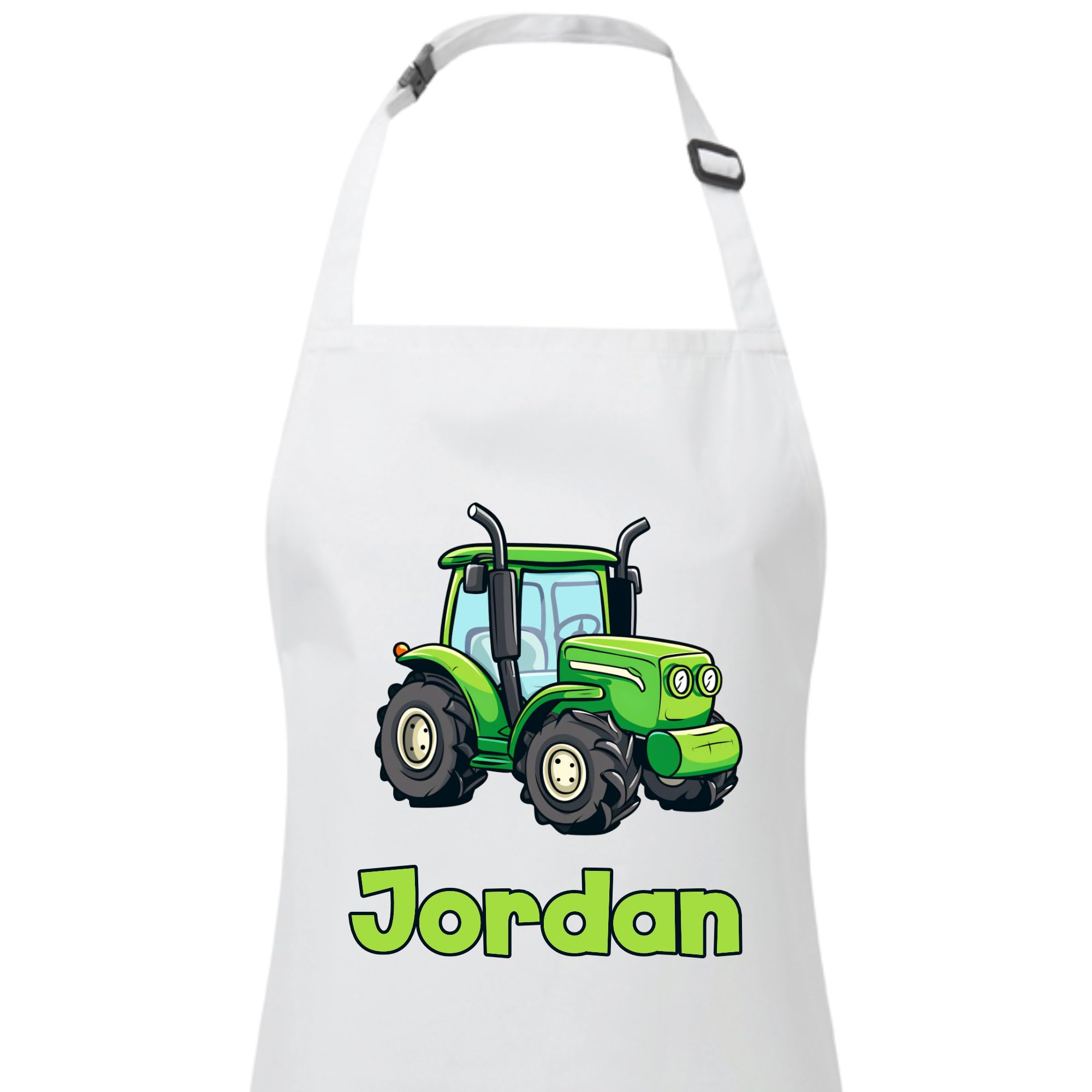 PIXPRINT Personalised Any Name Tractor Waterproof Kids Apron. Craft, Bake, Cook. Boy, Girl, Unisex. Gift, White, 3-6 Years - Image 2