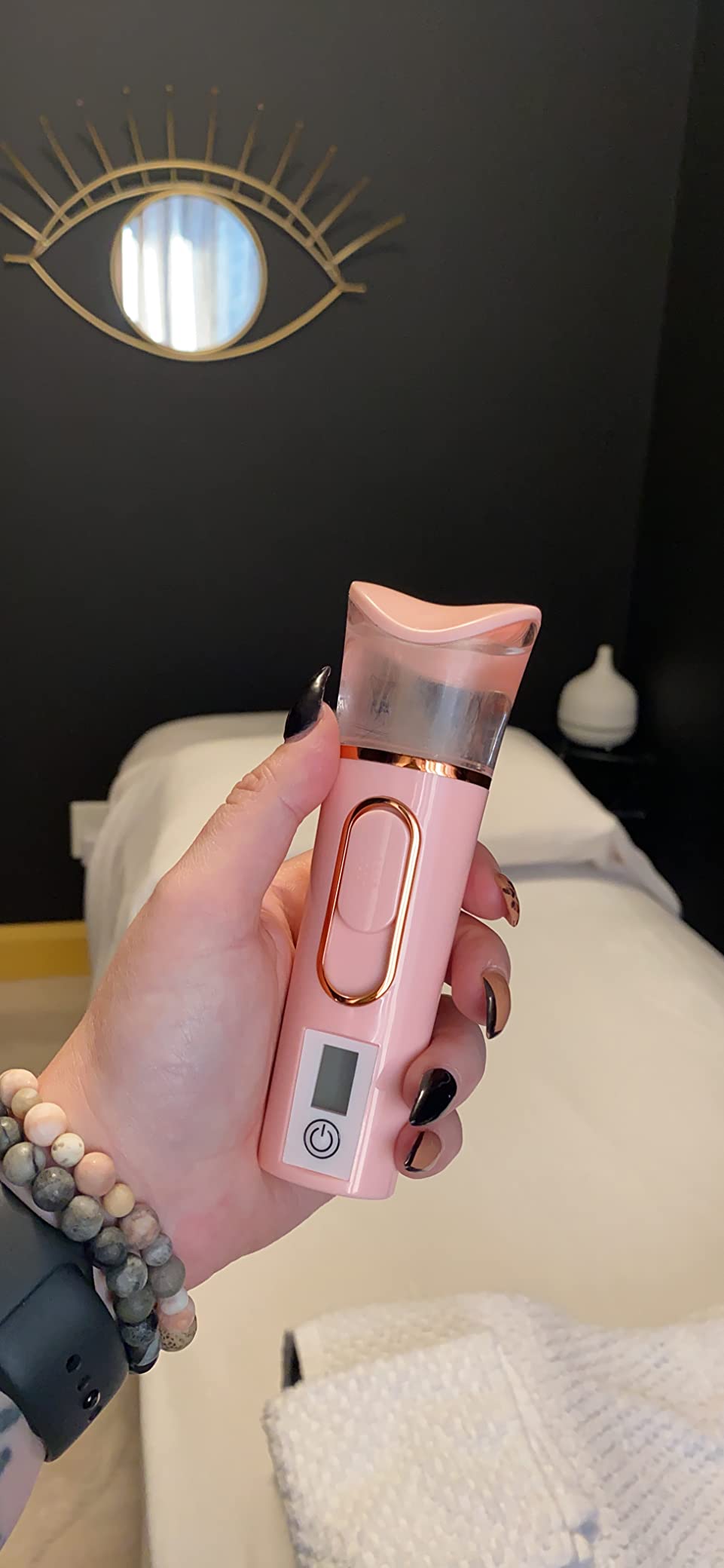 FANTEXY Nano Facial Mister with Skin Analyzer Moisture Tester, FANTEXY Portable Mini Cool Face Mist Steamer with USB, Handy Facial Sprayer for Eyelash Extensions, Face Moisturizing,Hydration Refreshing 35ml