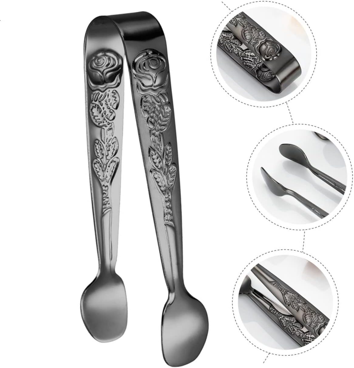 Zerodeko 3pcs Stainless Steel Sugar Cube Tongs Mini Food Tongs for Sugar Snacks Tea Restaurant Bar Cafe Use