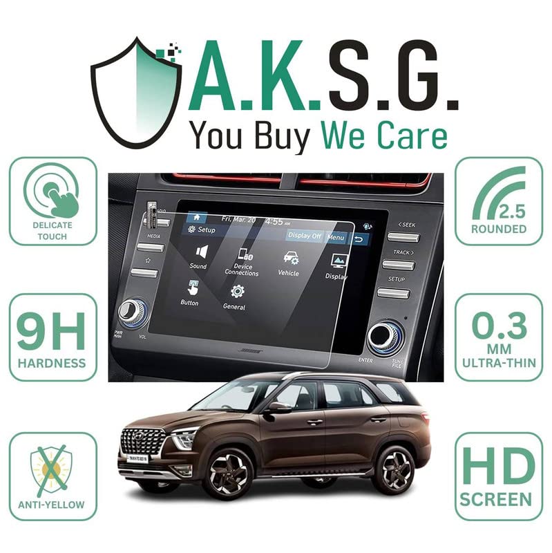 Image of A.K.S.G. Screen Guard Compatible With Hyundai Alcazar 8 Inch [2021-Running] Touch Screen Infotainment Screen Protector (Company Fitted) Not a Tempered Glass [Transparent]