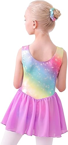 Miniatura 4 de AMZadenobe Leotardo de ballet para niñas con falda para niños, vestido de tutú de baile, gimnasia con falda