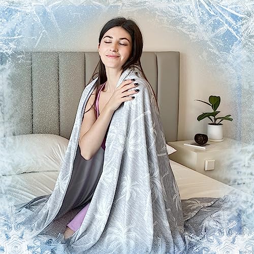 Omerai Cooling Blanket For Hot Sleepers Throw, Breathable Summer Blanket Coconut Trees Cool Blankets For Sleeping Lightweight Cooling Blankets For Night Sweats Summer Throw Blankets, 50"X70" Grey #TOP7