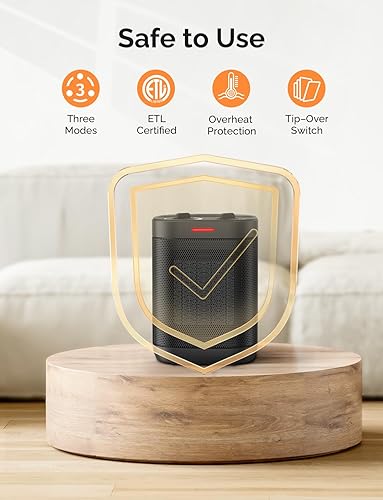 Miniatura 2 de Calentadores de espacio para uso en interiores, calentador portátil de cerámica PTC, de 1500 W900 W, calentador de espacio pequeño con termostato,