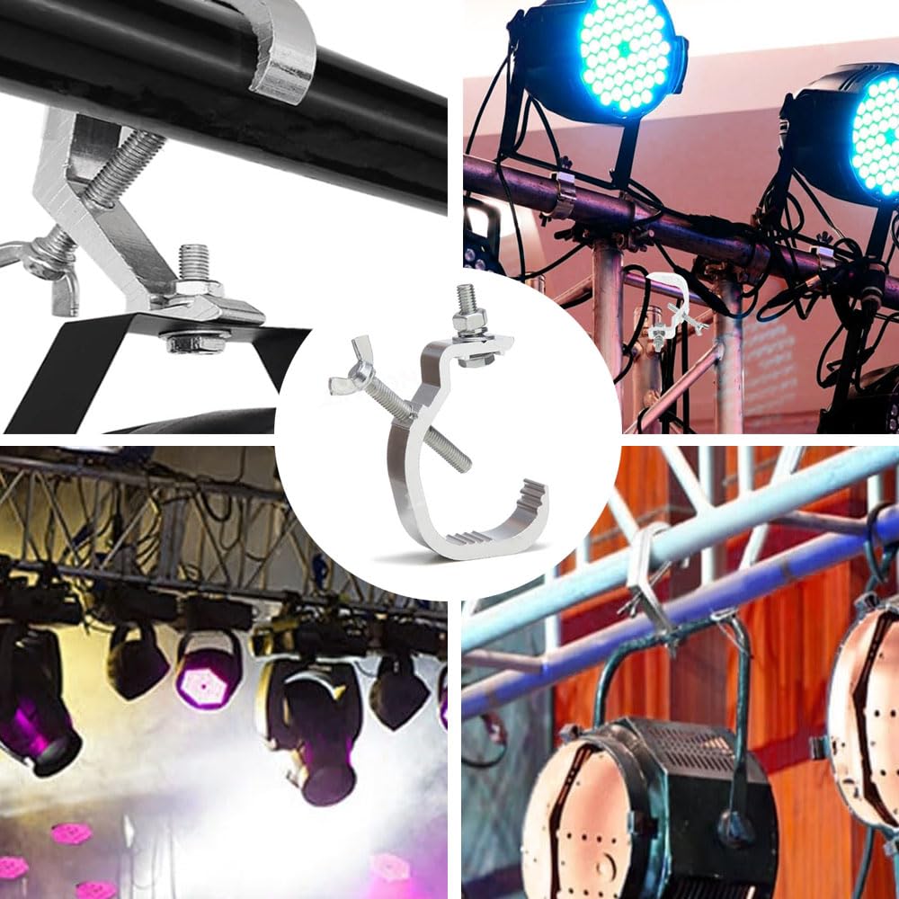 Pinzas para luces de escenario (6 piezas, luces de ganchos, pinza de escenario, malla de fijación de pinza C para proyector de escenario, Dj Clamps para luces