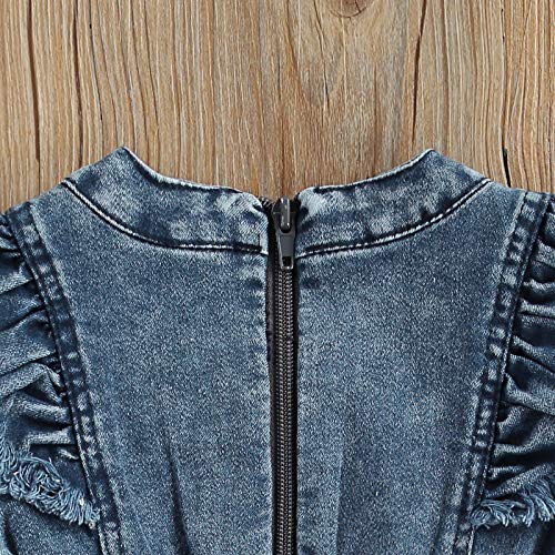 Toddler Baby Girl Clothes Denim Short Sleeve T-Shirt Tank Crop Tops Ruffle Jeans A-Line Skirt Kids Summer Outfits (Denim Blue, 3-4Years) #TOP5
