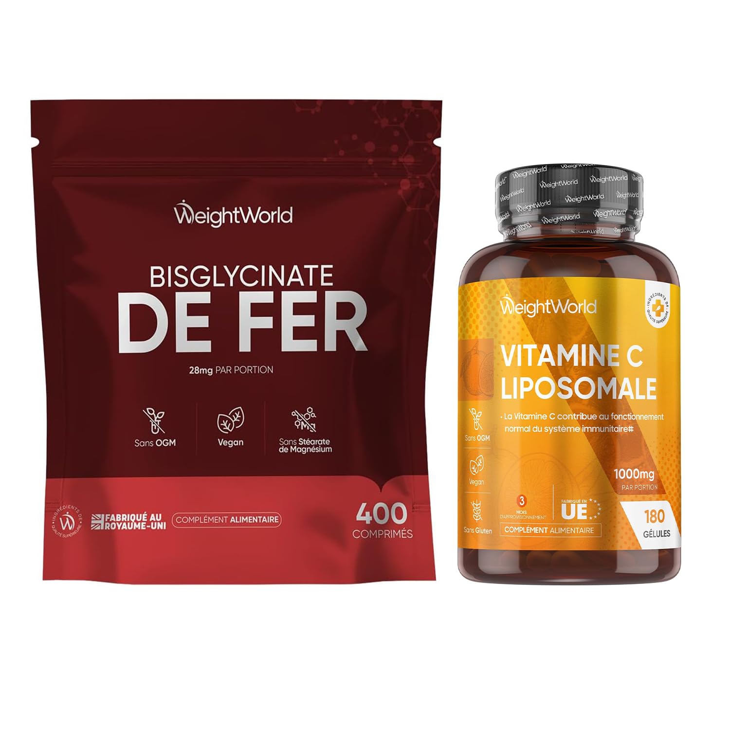Duo Complémentaire - Vitamine C Liposomale 1000mg & Fer Bisglycinate