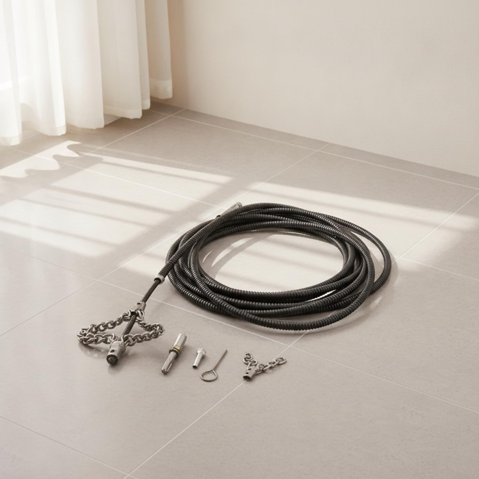 Desatascador de Desagües Cable Muelle Limpiador Manual para Tuberías Núcleo de Resorte Robusto con Acoplamiento Metálico Seguro Adecuado para Hogares, 5 Metros