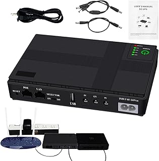 Mini UPS Backup Battery, Portable Uninterruptible Backup Battery, 10400 mA uninterruptible power supply DC backup, Modem Mini Power Supply Speaker Output Battery Pack for LED, MINI UPS router adapter