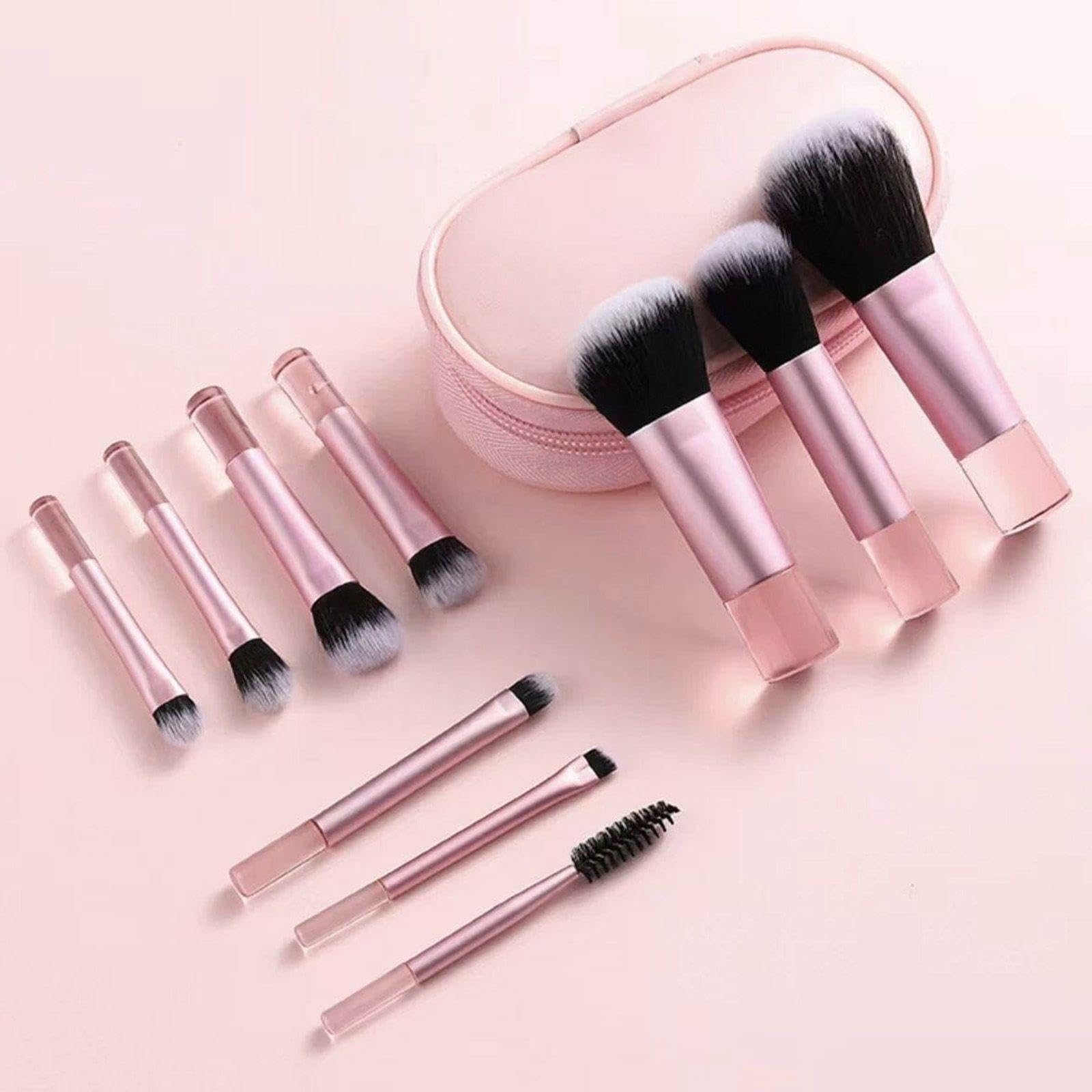 10 Pinceles De Maquillaje Portátiles Y 2 Mini Bocanadas, Cerdas Suaves, Herramientas De Maquillaje Profesional, Artículos De Belleza Importantes, Adecuados Para Maquillaje Facial.