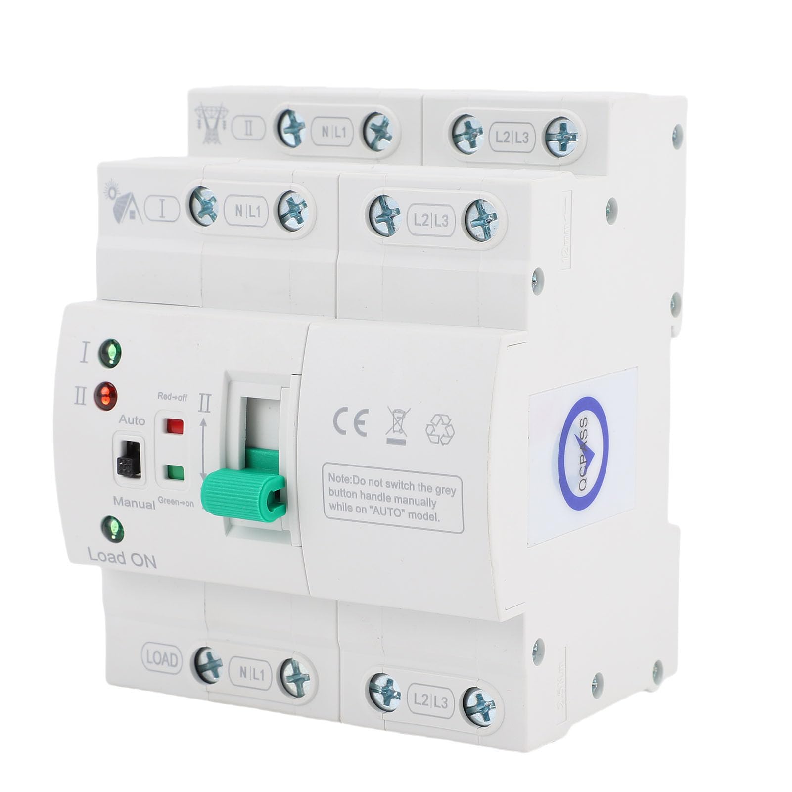 Ejoyous Interruptor de Transferencia Manual Automático Mini ATS, Interruptor Selector de Potencia Dual 4P 80A, Carcasa Retardante de Llama para PC, Transferencia de 20 Ms, Montaje en Riel DIN para