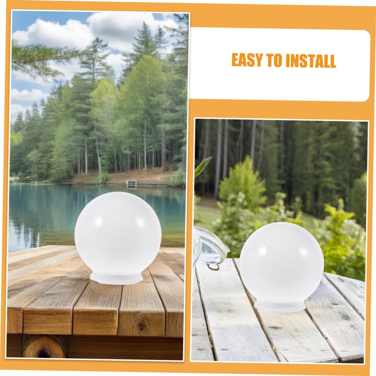 Outdoor Globe Lampshade Replacement for Wall and Post Lights Milk White Acrylic Light Cover with Easy Install Protective Lamp Globe for Garden Patio