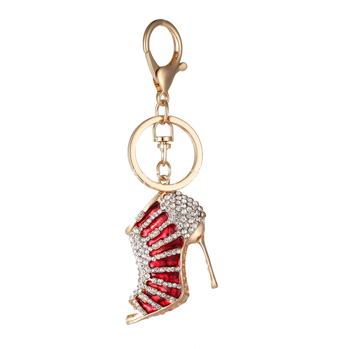 SunvyFashion Lady's High Heel Shoe Rhinestone Alloy for Phone Car Bag Key Ring Keychain Charm Gift