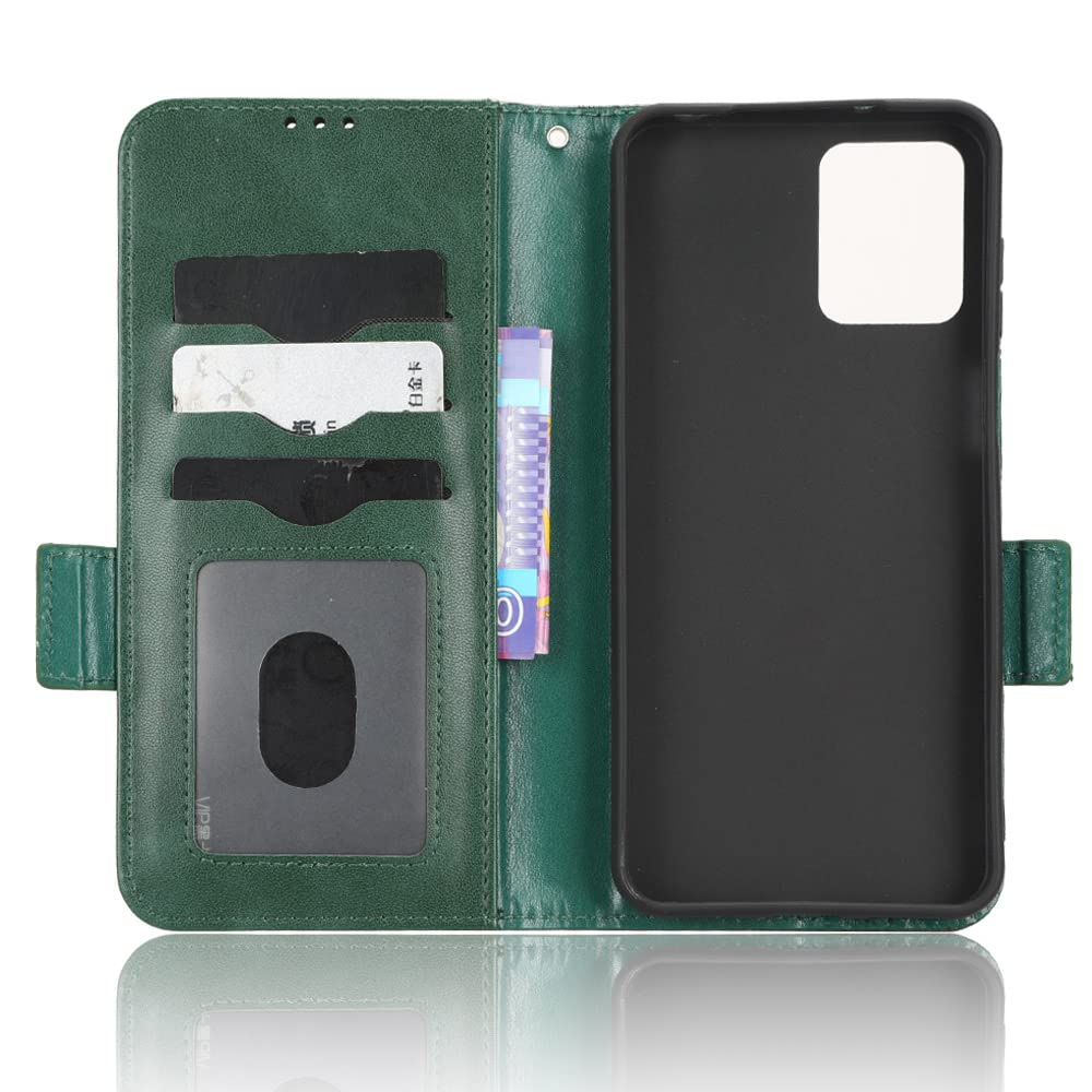BOCTECH Cover per Motorola Moto E13, Custodia a Libro Portafoglio in Pelle PU e Silione Morbido con Porta Carte, Magnetica e Supporto Flip Case Antiurto per Motorola Moto E13, Verde