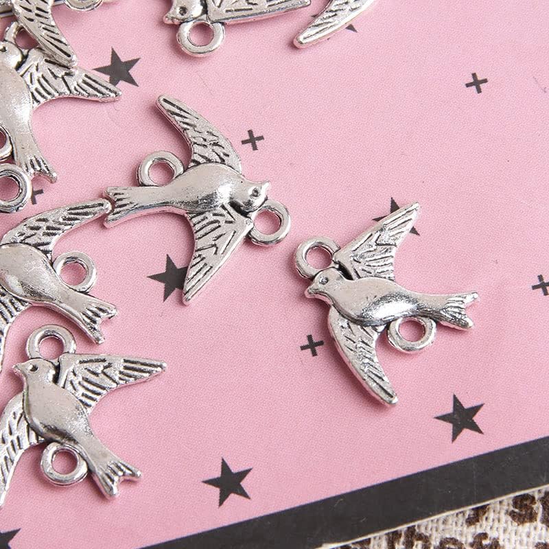 Miniatura 6 de Opexicos 100 piezas de plata antigua golondrina pájaro encanto conector pulsera collar fabricación de joyas hecho a mano DIY