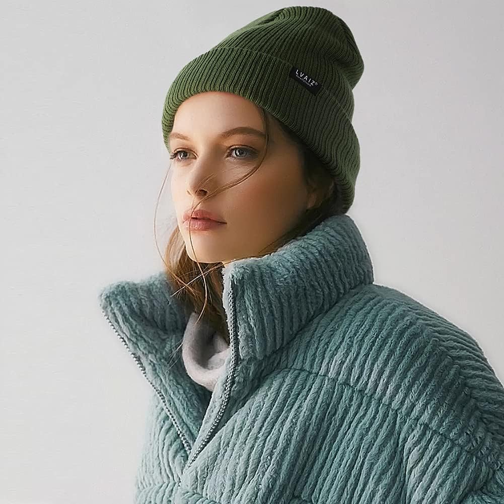 Winter Knitted Cuffed Beanie Hats for Women Soft Watch Hat Classic Knit Stretchy Warm Cap for Men Olive at  Men’s Clothing store