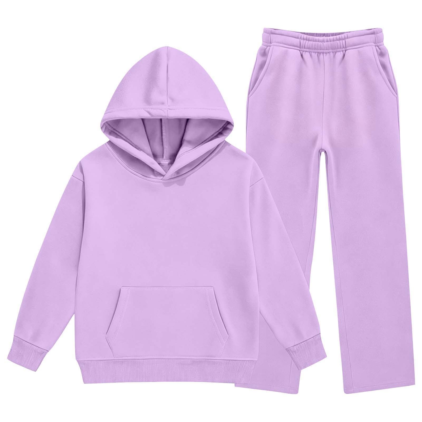 Chándal con capucha y pantalones deportivos de pierna ancha para niñas