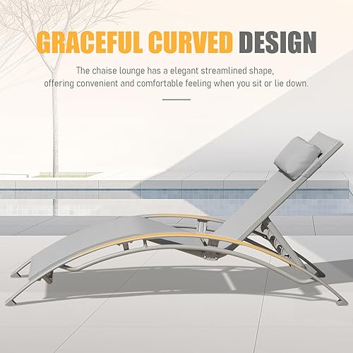 Miniatura 4 de Domi - Juego de 2 tumbonas para exteriores, de aluminio, con 5 posiciones ajustables, para todo tipo de clima, para piscina, jardín, playa, patio