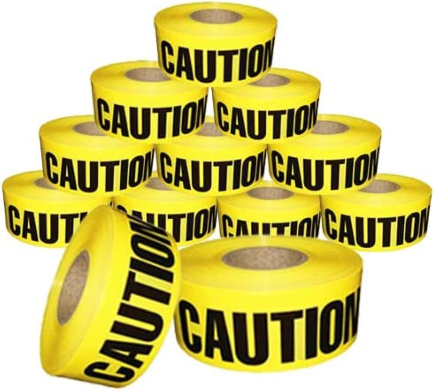 Cordova T25101 Bulk Pack 2.5-MIL Yellow Caution Barricade Tape, 3 in. x 1000 ft. Roll, 12-Pack