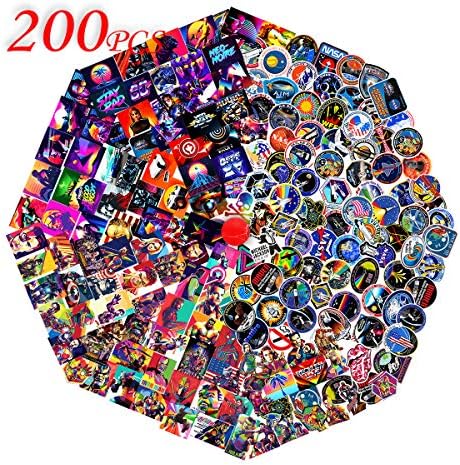 Superhero & NASA Sticker Pack (200 pcs) Vinyl Stickers for Water Bottles,Skateboard,Bike,Luggage,PS4,Xbos one,iPhone,Laptop-Party Favors for Teens,Adults,Boys and Girls-Graffiti Decal-Waterproof