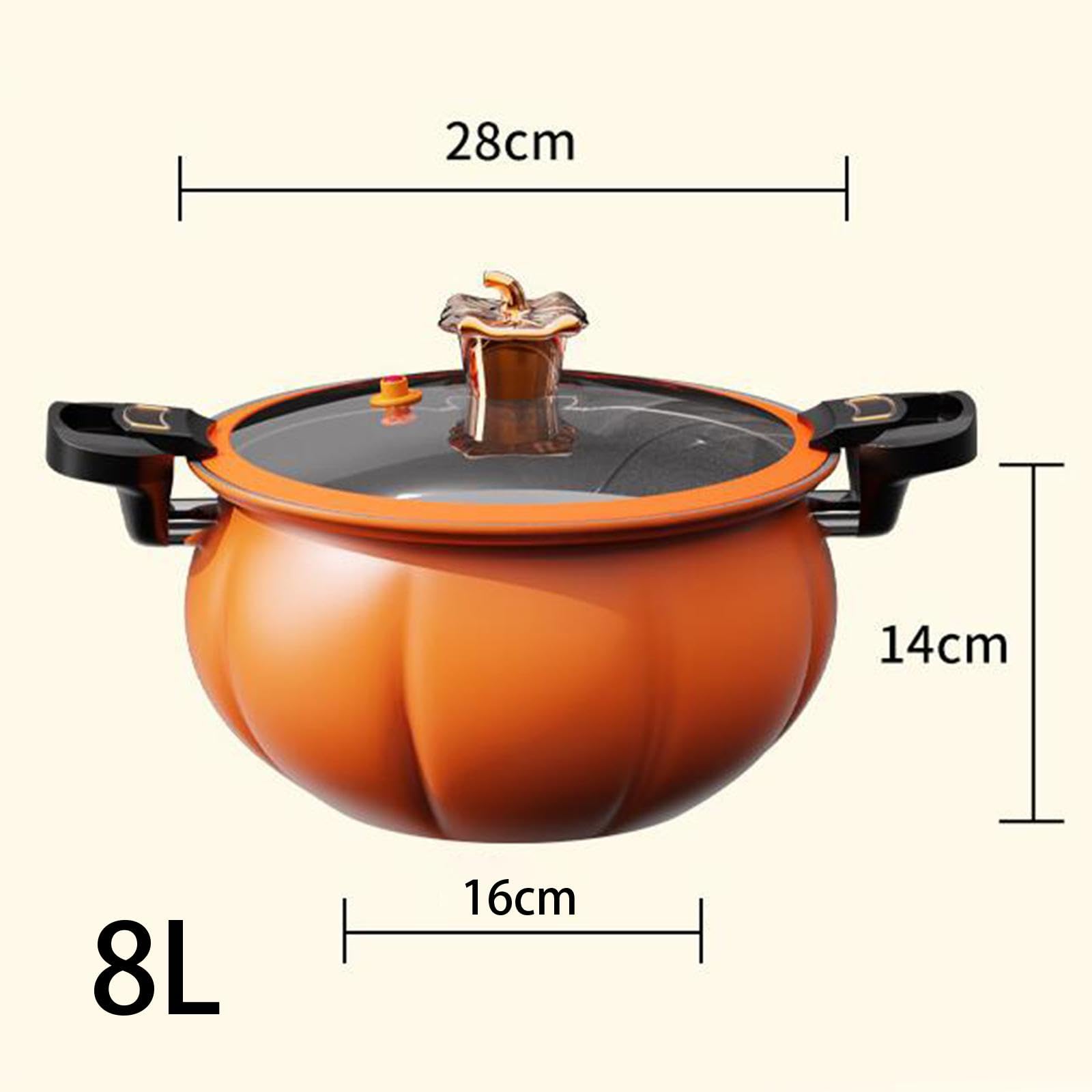 ?????? Soup Pot Pressure Stew Pot Pumpkin Shaped Slow Cooker and Food Warmer Cooking Pot Saucepan for Food Milk Soup Noodles Cereals, 8L