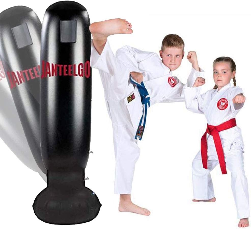 Punch Bag for Kids, Inflatable Boxing Bag, Free-standing Target Stand Tumbler, MMA Punching Kick Training Bop Bag for Boys Girls (Black-D)