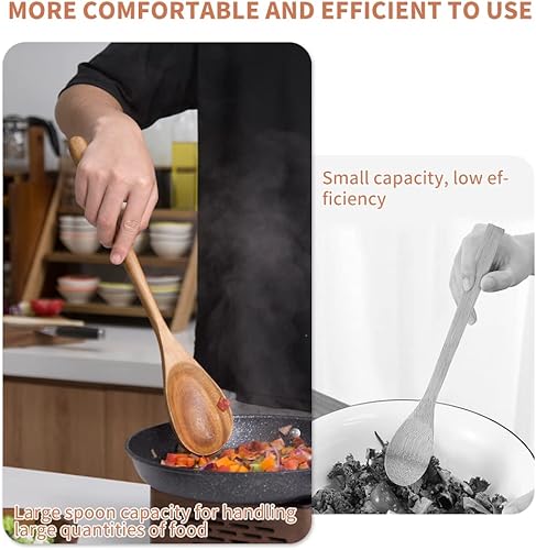 Miniatura 4 de Cuchara gigante de madera para cocinar utensilios de cuchara de madera grande cuchara de esquina grande de 17 pulgadas cuchara en ángulo recto