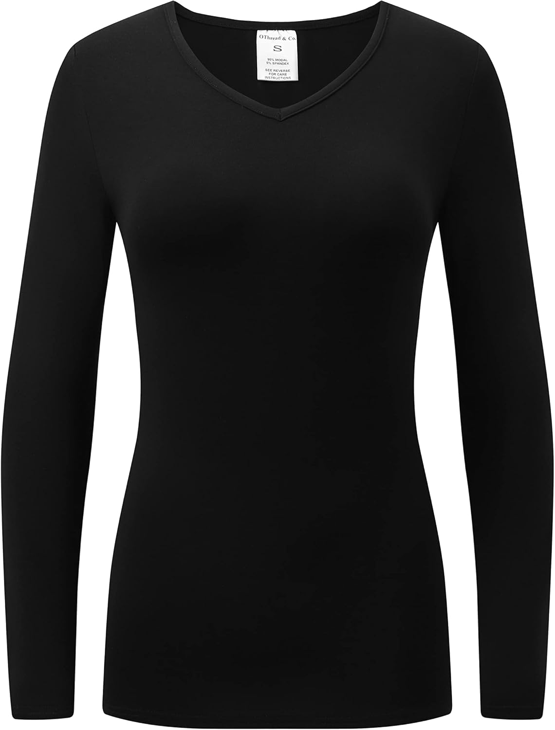 OThread & Co. Women's Long Sleeve T-Shirt Comfy V-Neck Shirts Basic Stretch Layer