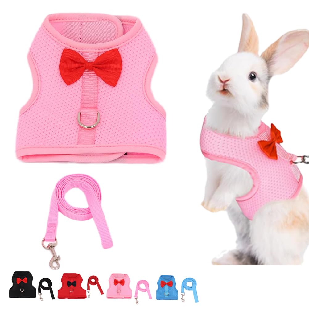 Rabbit Leash and Harness Set for Walking Escape Proof,Pink S