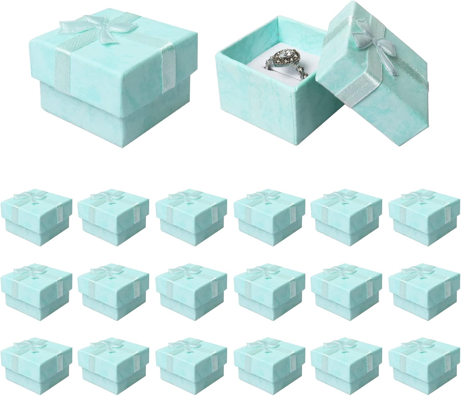 18 Pack Ring Gift Boxes Bulk, 4× 4cm Jewellery Gift Boxes with Bowknot