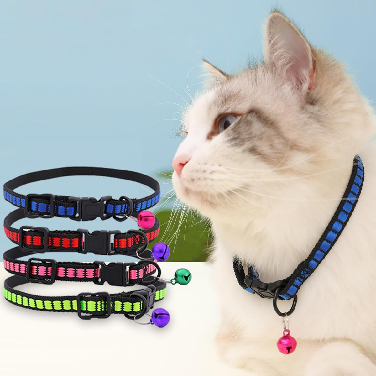 10 PCS Cat Collars Quick Release Safety Collar Adjustable Kitten Collar Breakaway Safe Safety Collars Durable & Stylish Includes Bell for Sound Multicolor for Kitty Puppy Small Dogs Fit - Image 4