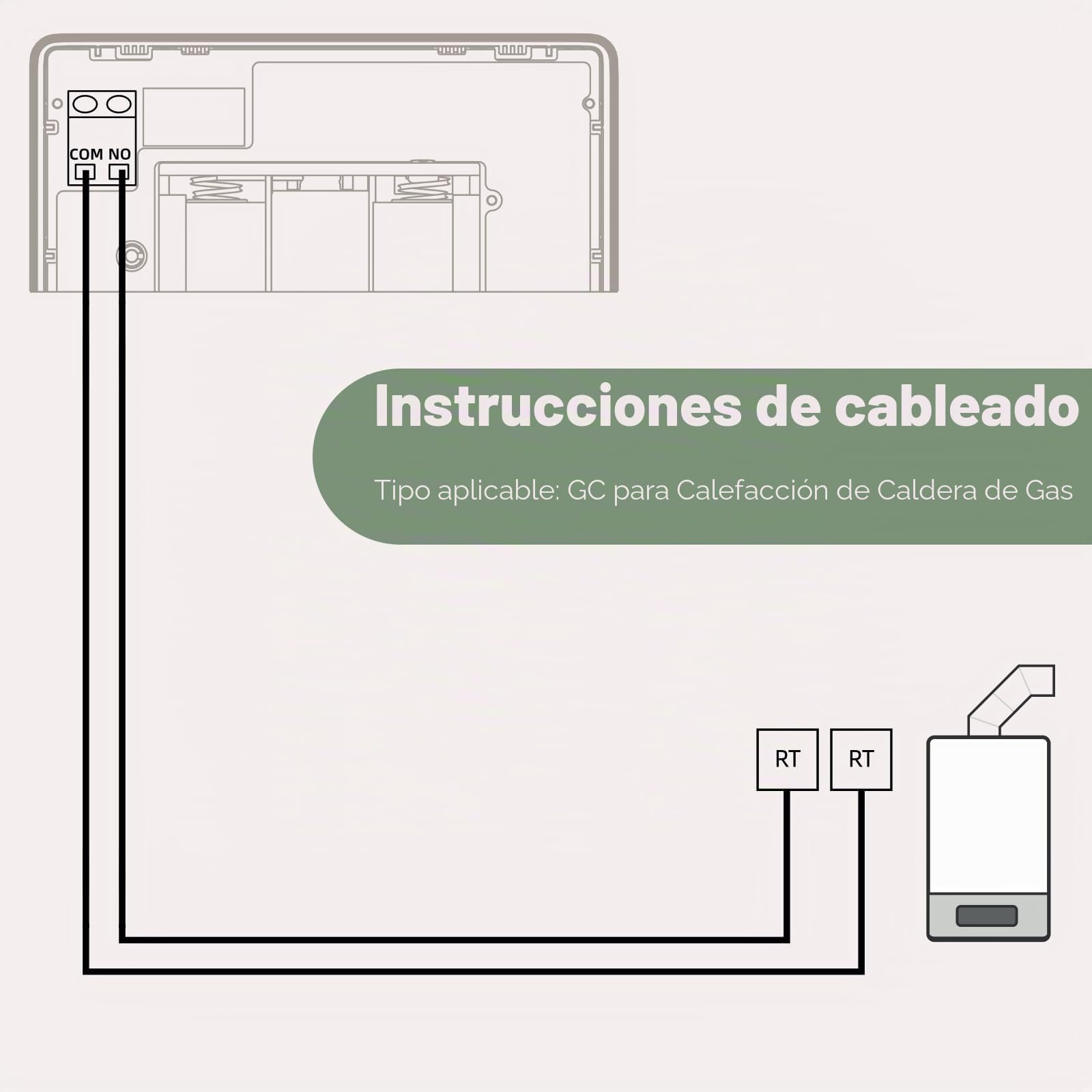 Termostato WiFi de Batería Negro, Inteligente para Caldera de Gas, Pantalla Táctil 86x86mm, Compatible con TUYA Smart Life, Montaje en Pared o Encastre Caja 502, Programación Semanal