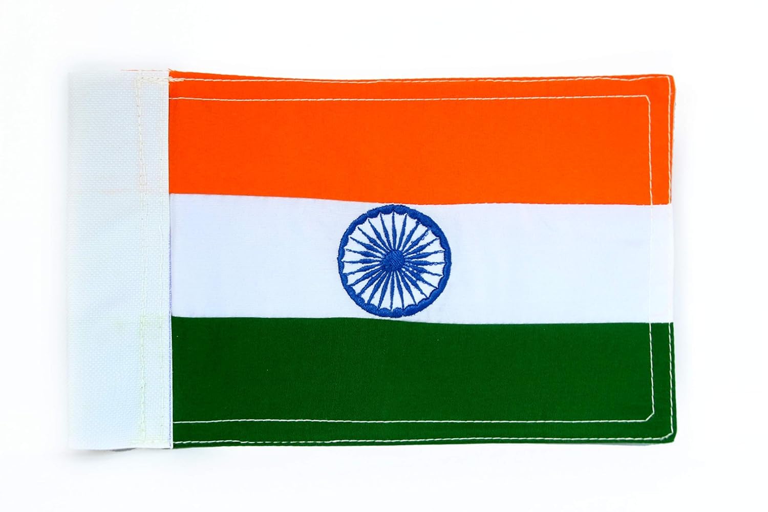 Indian Embroidered Car Flag for Car Bonnet – Without Rod | Premium Cotton Flag | Size 9 x 5.5 Inch | Durable Stitching | Ideal for Official & Personal Use