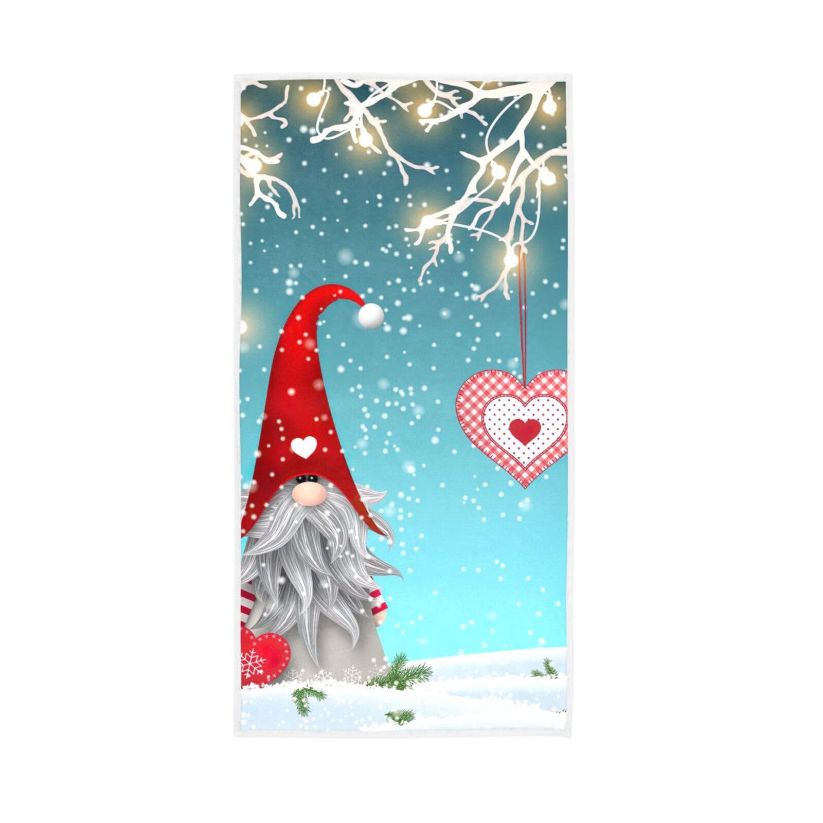 LSRCPD Scandinavian Christmas Gnome Hands Towel, 15 x 30 Inch Decorative Bathroom Hand Towels Soft Face Towels Pedicure Towels for Salon