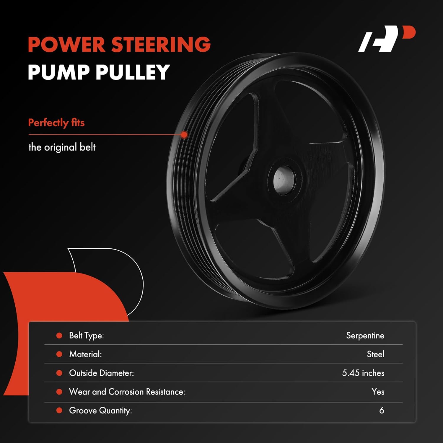 A-Premium Power Steering Pump Pulley Compatible with Ford F-150 Heritage, Explorer, Mustang, Expedition, E-150, E-250, Excursion & Lincoln Navigator & Mercury Cougar, Marauder, Mountaineer