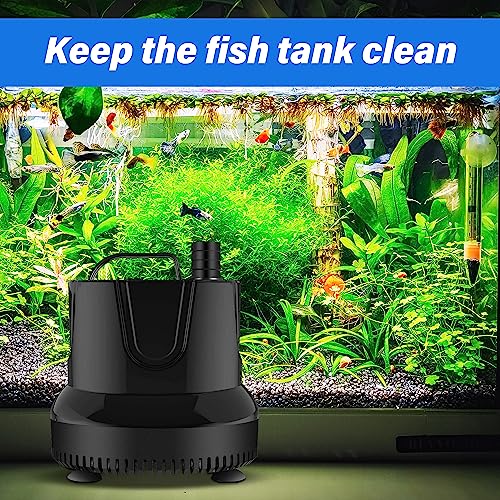 Image of YSSOA 1056GPH Submersible Water Pump (4000L /H, 85W) with Bottom Suction, 13ft High Lift, 3 Nozzles, 5.9-Foot Cord for Flooding House Basement Pool Garden Pond Draining