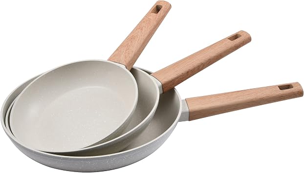 Bergner Naturally | Set of 3 Non-Stick Frying Pans | 18, 22 & 26 cm Diameter | Forged Aluminium | Frying Pan Set | Suitable for All Kitchen Environments