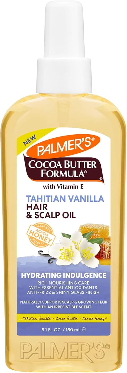 Tahitian Vanilla Hair & Scalp Oil with Cocoa Butter (5.1 Fl Oz) | Hydrates and nourishes with Vitamin E & Acacia Honey for shine, smoothness and frizz control on all hair types