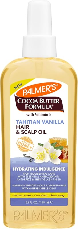 Tahitian Vanilla Hair & Scalp Oil with Cocoa Butter (5.1 Fl Oz) | Hydrates and nourishes with Vitamin E & Acacia Honey for shine, smoothness and frizz control on all hair types