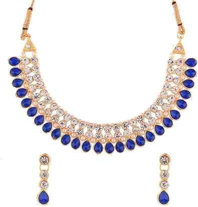 Efulgenz Indian Crystal Necklace Drop Dangle Earrings Set for Women