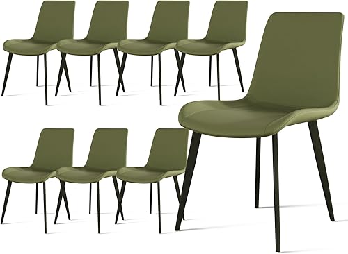 Miniatura 23 de Juego de 4 sillas de comedor, modernas sillas de comedor tapizadas de piel sintética con patas de metal resistentes y respaldo cómodo, sillas