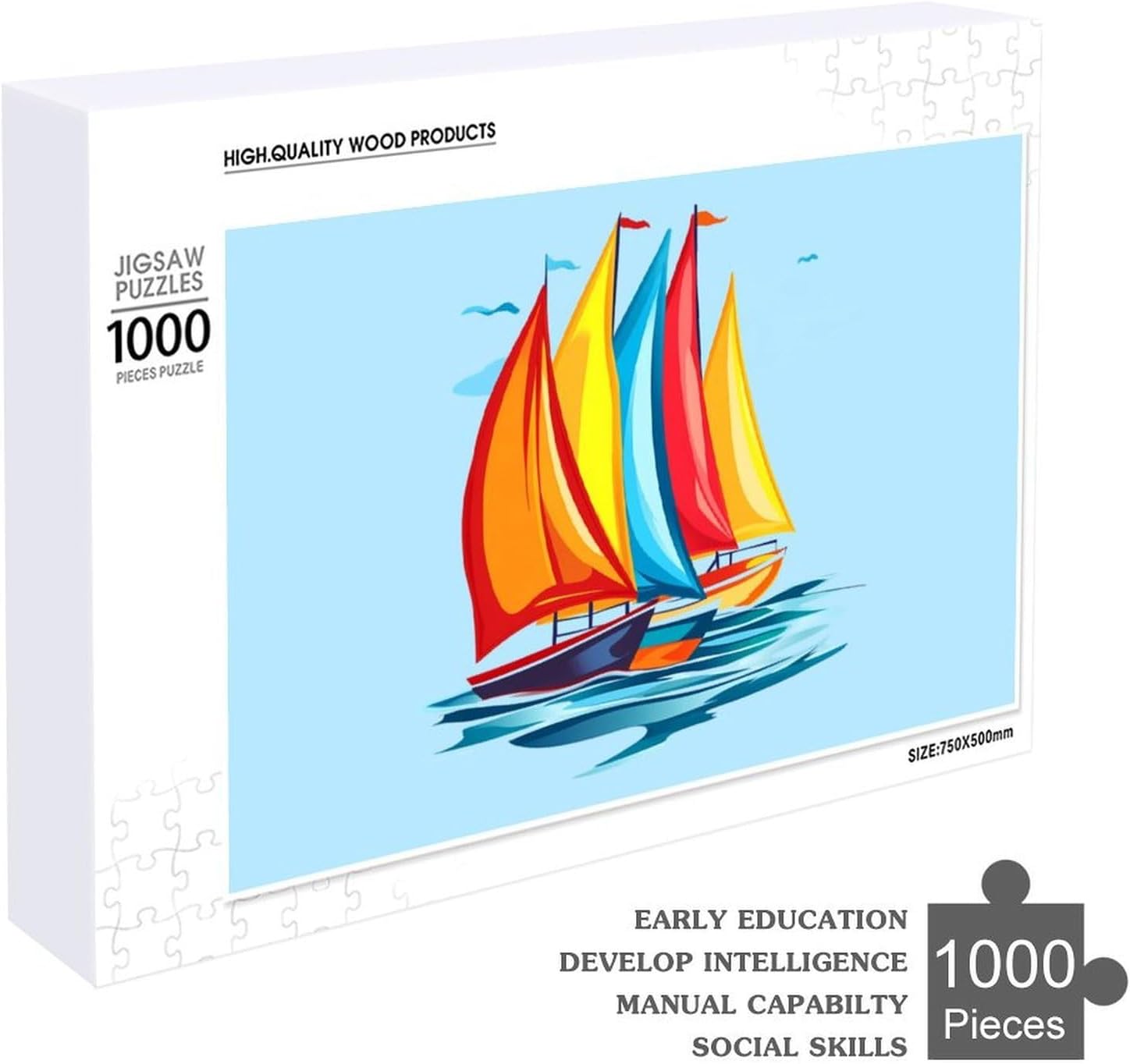Sailboats Sailing Graphic Wood Puzzle Challenging Jigsaw Puzzles for Women Men
