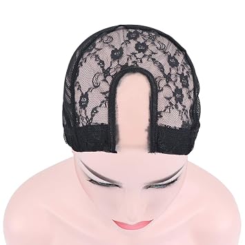 5 Pcs U Part Wig Caps for Making Wigs - Lace Wig Cap with Elastic Band - Black Breathable Wig Making Caps for Women U Part Wig Caps-A Style